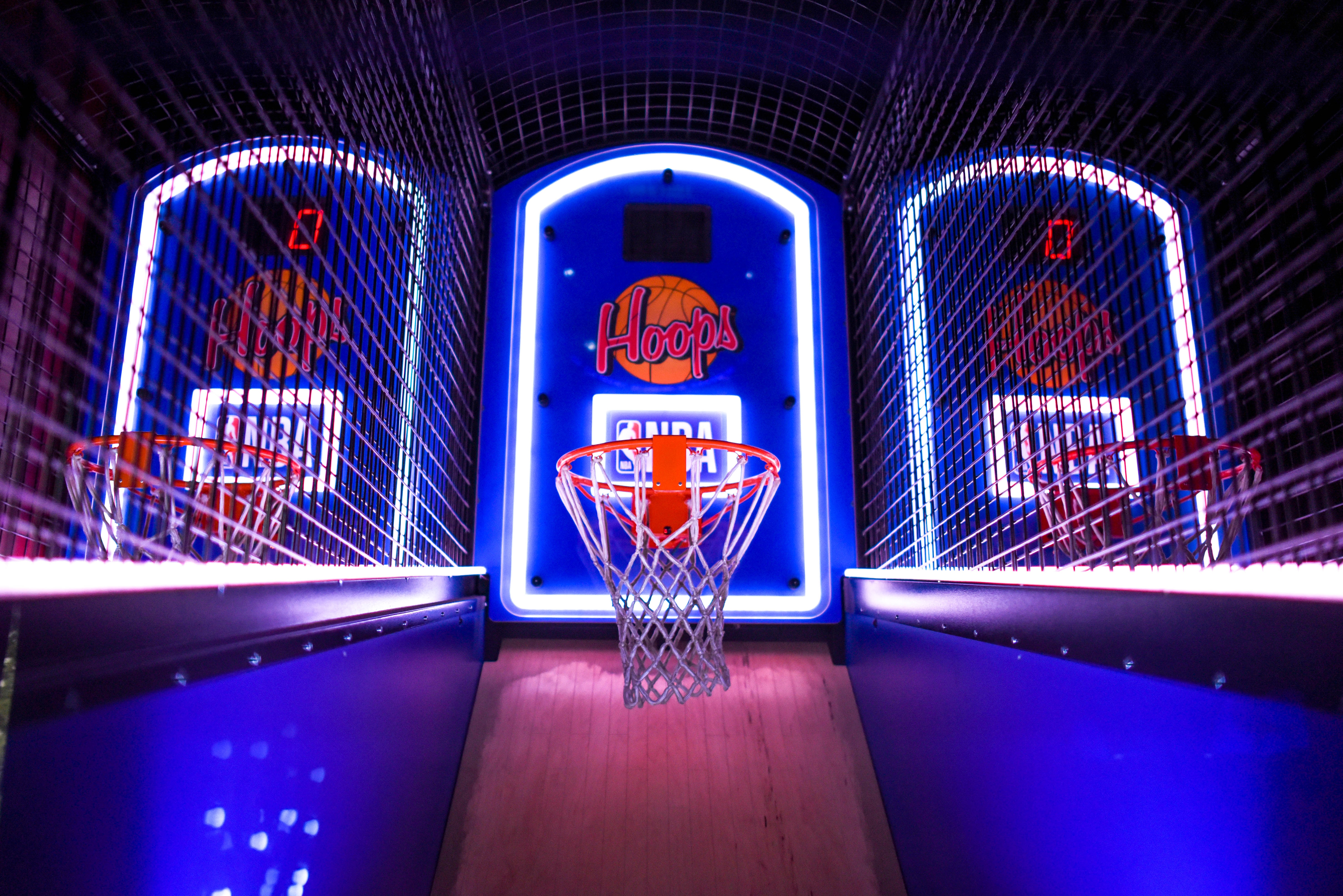 Photo of an arcade basketball game